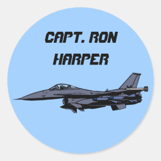 Customizable F16 Fighter Design Classic Round Sticker