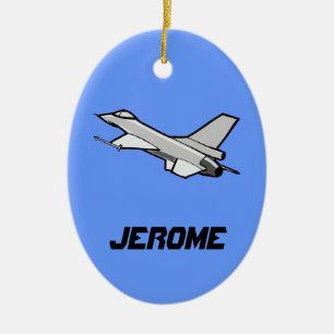 Customizable F16 Fighting Falcon Design Ceramic Ornament
