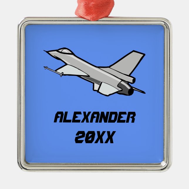 Customizable F16 Fighting Falcon Design Metal Ornament (Front)
