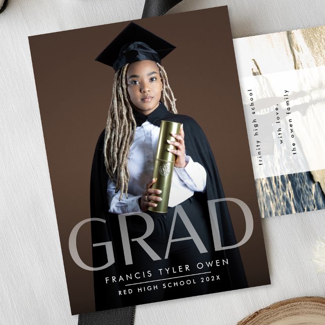 Customizable Faded BOLD GRAD Photo Class of Announcement (Creator Uploaded)