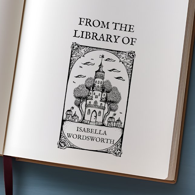 Customizable Fairy Castle Bookplate Rubber Stamp (Creator Uploaded)