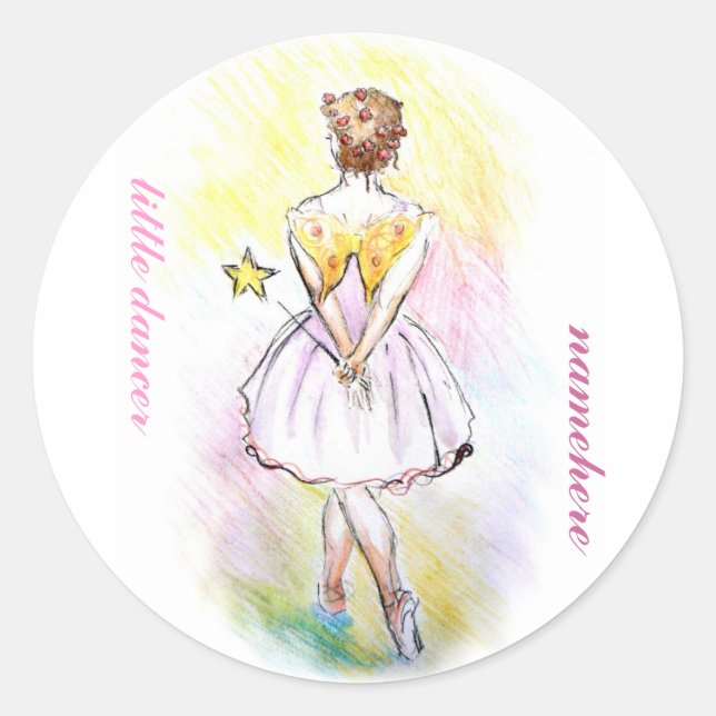 Customizable: Fairy dancer Classic Round Sticker (Front)