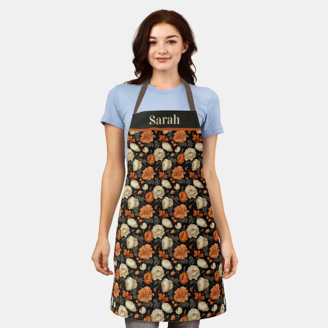 Customizable Fall Floral  Apron (Worn)