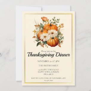 Customizable Fall Pumpkin Thanksgiving Dinner Invitation