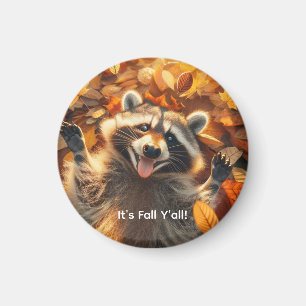 Customizable Fall Silly Raccoon Magnet