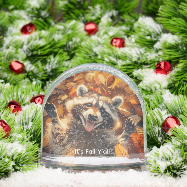 Customizable Fall Silly Raccoon  Snowglobe (Christmas)