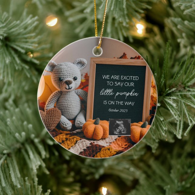 Customizable fallFall Pregnancy Announcement  Ceramic Ornament (Tree)