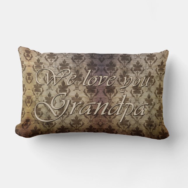 Customizable Fam Photo Pillow in Damask and Browns (Front)