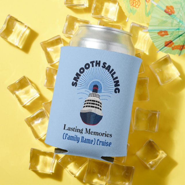 Customizable Family Cruise Vacation Smooth Sailing Can Cooler (In Situ Summer)