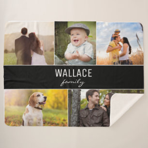 Customizable Family Keepsake Photo Collage  Sherpa Blanket
