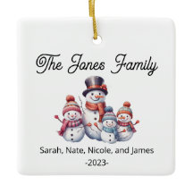 Customizable Family of 4 Snowman Holiday