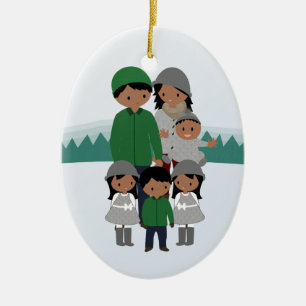 Customizable Family of Six Christmas Ornament