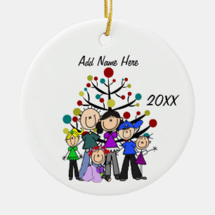 Customizable Family of Six Dated Ornament