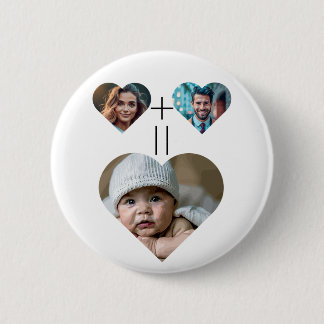 Customizable family photo collage Her Him = Baby 2 Inch Round Button
