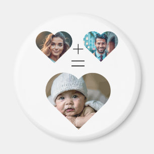 Customizable family photo collage Her Him = Baby Magnet