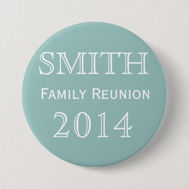Customizable Family Reunion Blue 3 Inch Round Button (Front)