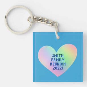 Customizable Family Reunion Gradient Heart Keychain