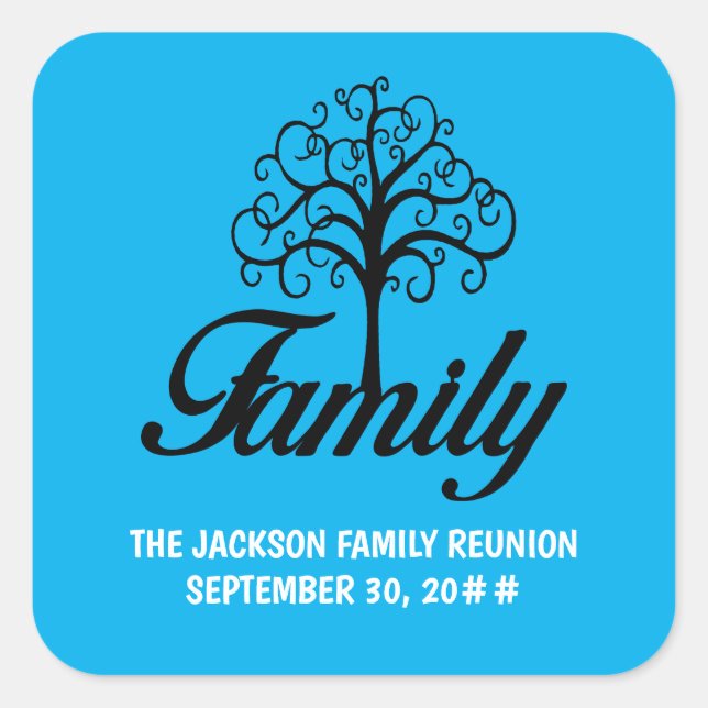 Customizable family reunion tree square sticker (Front)