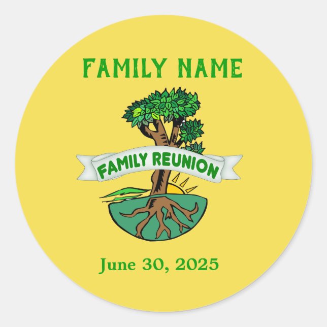 Customizable Family Tree  Reunion Classic Round Sticker (Front)