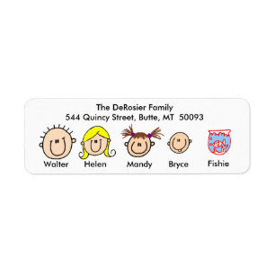 Customizable Family With Fish Address Labels