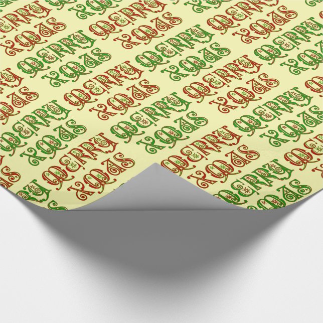 Customizable Fancy Merry Xmas Wrapping Paper (Corner)
