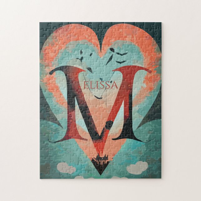 Customizable Fantasy Heart Jigsaw Puzzle (Vertical)
