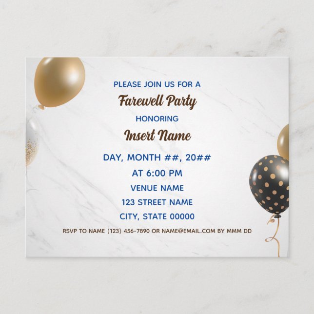 Customizable farewell retirement party postcard (Front)