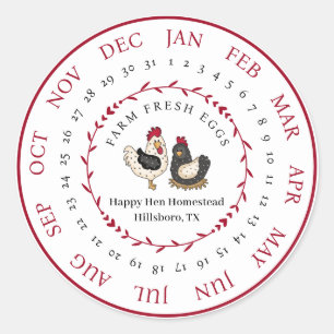 Customizable Farm Fresh Egg Carton Laid Date Class Classic Round Sticker