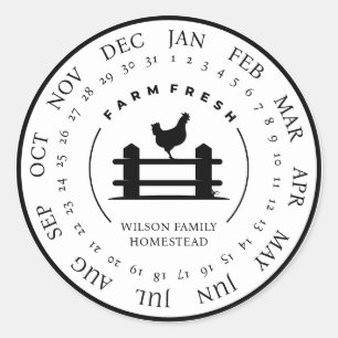 Customizable Farm Fresh Egg Carton Laid Date Classic Round Sticker
