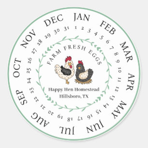 Customizable Farm Fresh Egg Carton Laid Date Classic Round Sticker