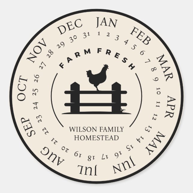 Customizable Farm Fresh Egg Carton Small Business Classic Round Sticker (Front)