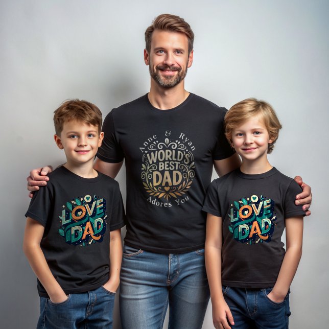 Customizable Father's Day T-Shirt -Names & Message (World's best dad )