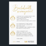 Customizable Faux Gold Bachelorette Scavenger<br><div class="desc">Beautiful customizable Bachelorette Scavenger Hunt Game! You can personalize it with your games,  the points,  and the bride's name.</div>