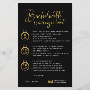 Customizable Faux Gold Black Bachelorette Hunt