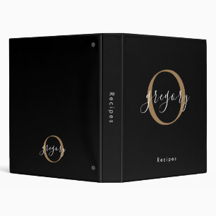 Customizable Faux Gold Monogram Recipe 3 Ring Bind Binder
