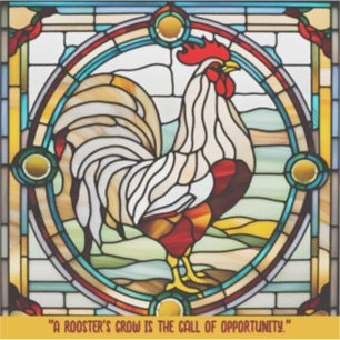 Customizable Faux Stained Glass Rooster Sticker