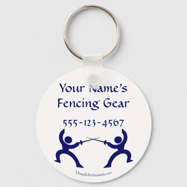 Customizable Fencing Bag Tag - Blue Keychain (Front)