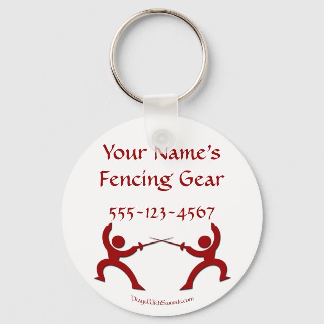 Customizable Fencing Bag Tag - Red Keychain (Front)