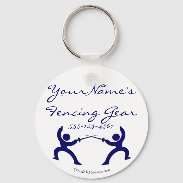 Customizable Fencing Gear bag tag - blue Keychain (Front)