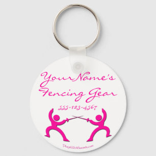 Customizable Fencing Gear tag - pink Keychain