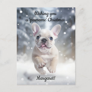 Customizable Festive Frenchie Frolic Postcard