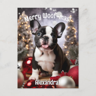  Customizable Festive Frenchie Harmony Postcard