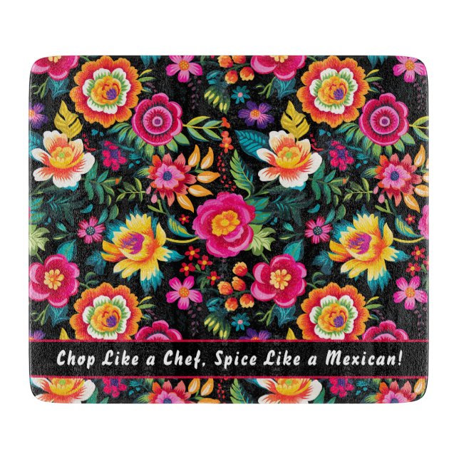 Customizable Fiesta Floral Extravaganza Cutting Board (Front)