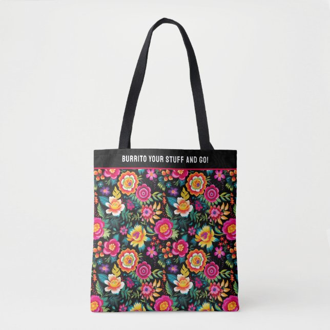Customizable Fiesta Floral Extravaganza Tote Bag (Front)