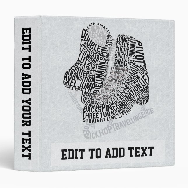 Customizable Figure Skating Ice Dance Wordle Binder (Front/Spine)