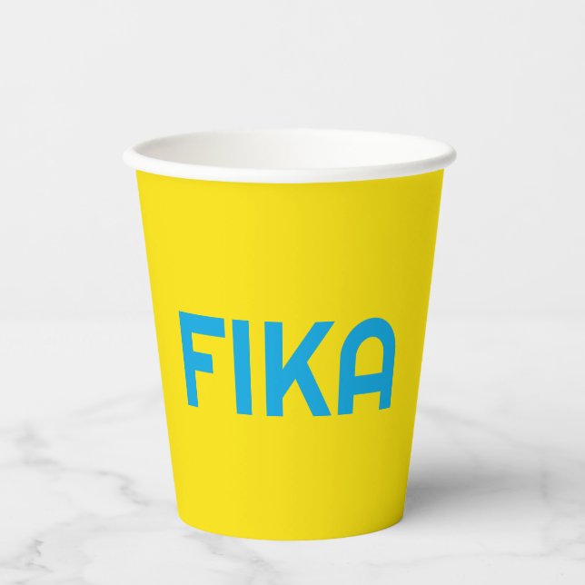 Customizable FIKA Bold Yellow and Blue Paper Cups (Front)