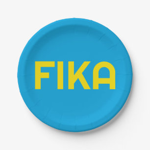 Customizable FIKA Bold Yellow and Blue Paper Plate