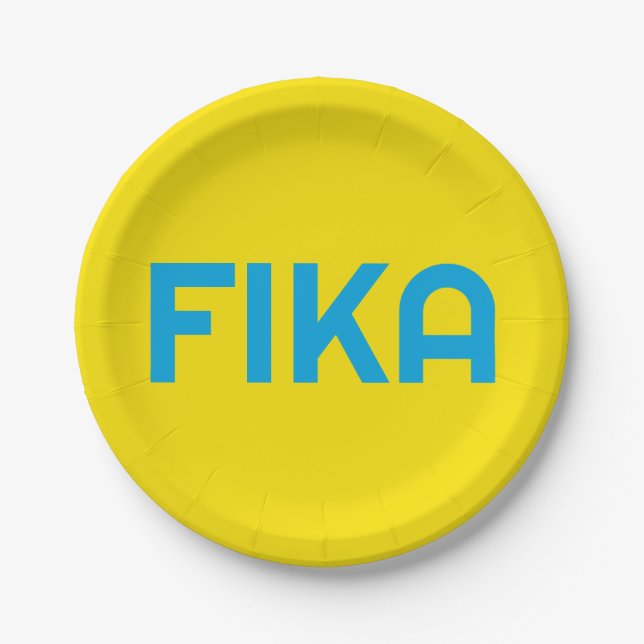 Customizable FIKA Bold Yellow and Blue Paper Plate (Front)