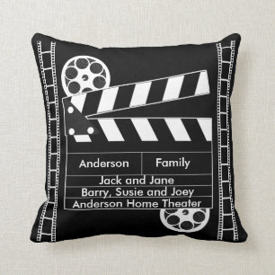 Customizable Film Clapper for Home Theatre Throw Pillow