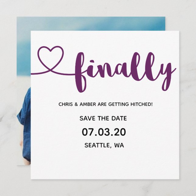 Customizable Finally Getting Hitched. Invitation (Front/Back)
